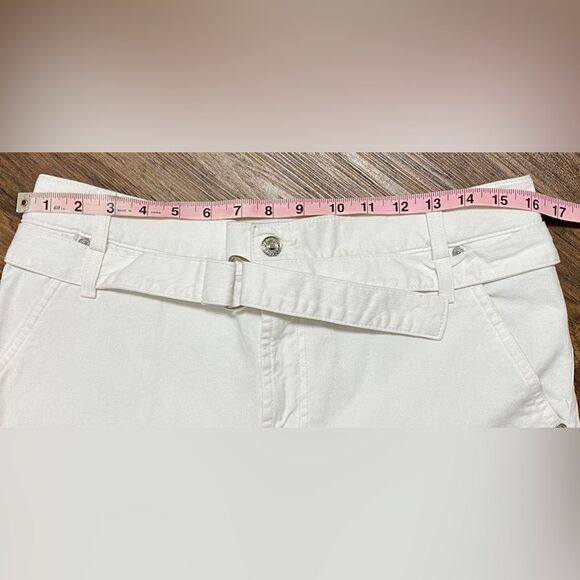 7FAM High Rise Paperbag Optic White Straight Leg Jeans NWOT - Picture 16 of 16